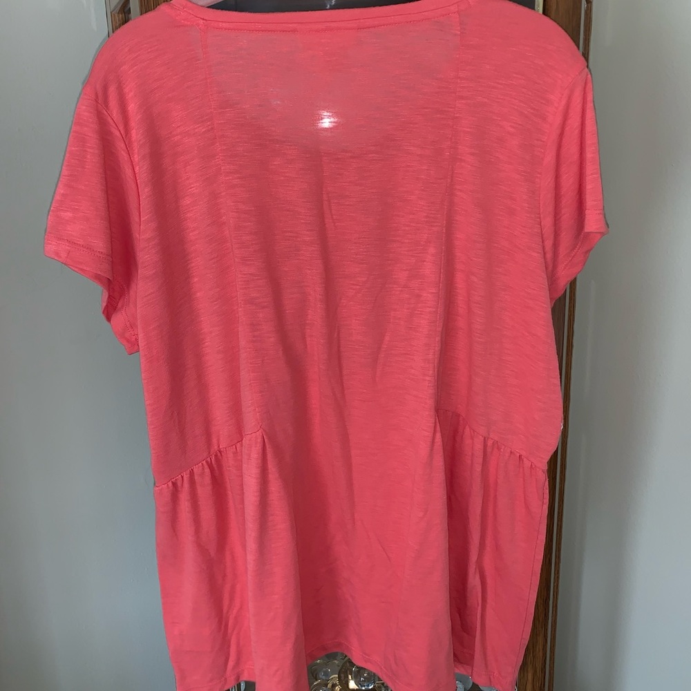 Style & Co 1XL Coral Short-Sleeve embroidered T - Picture 3 of 3